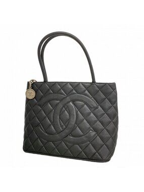 Chanel Tote Reissue Caviar Leather Black Silver